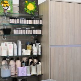 San Antonio Salon Studio with Product on Shelves